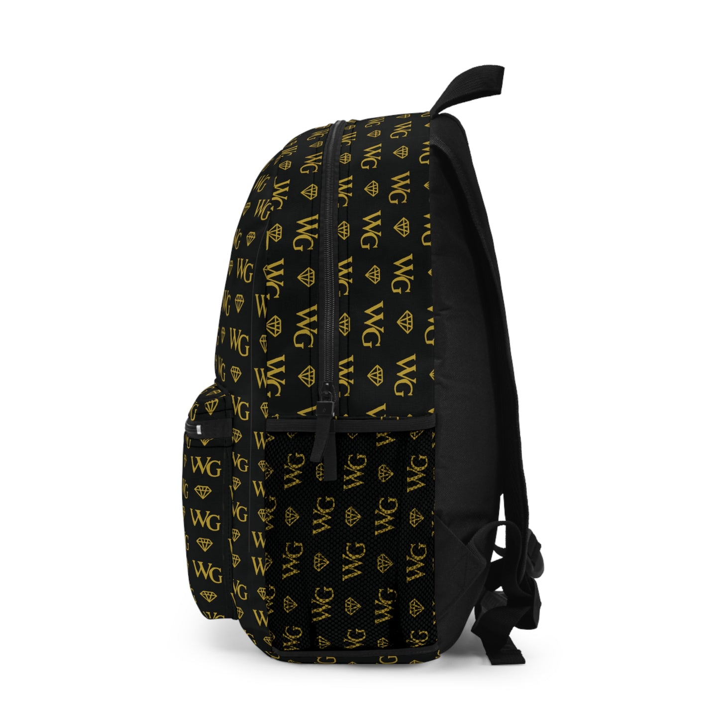 'WG' Luxury Pattern Backpack — Beige Designer-Style School & Travel Bag
