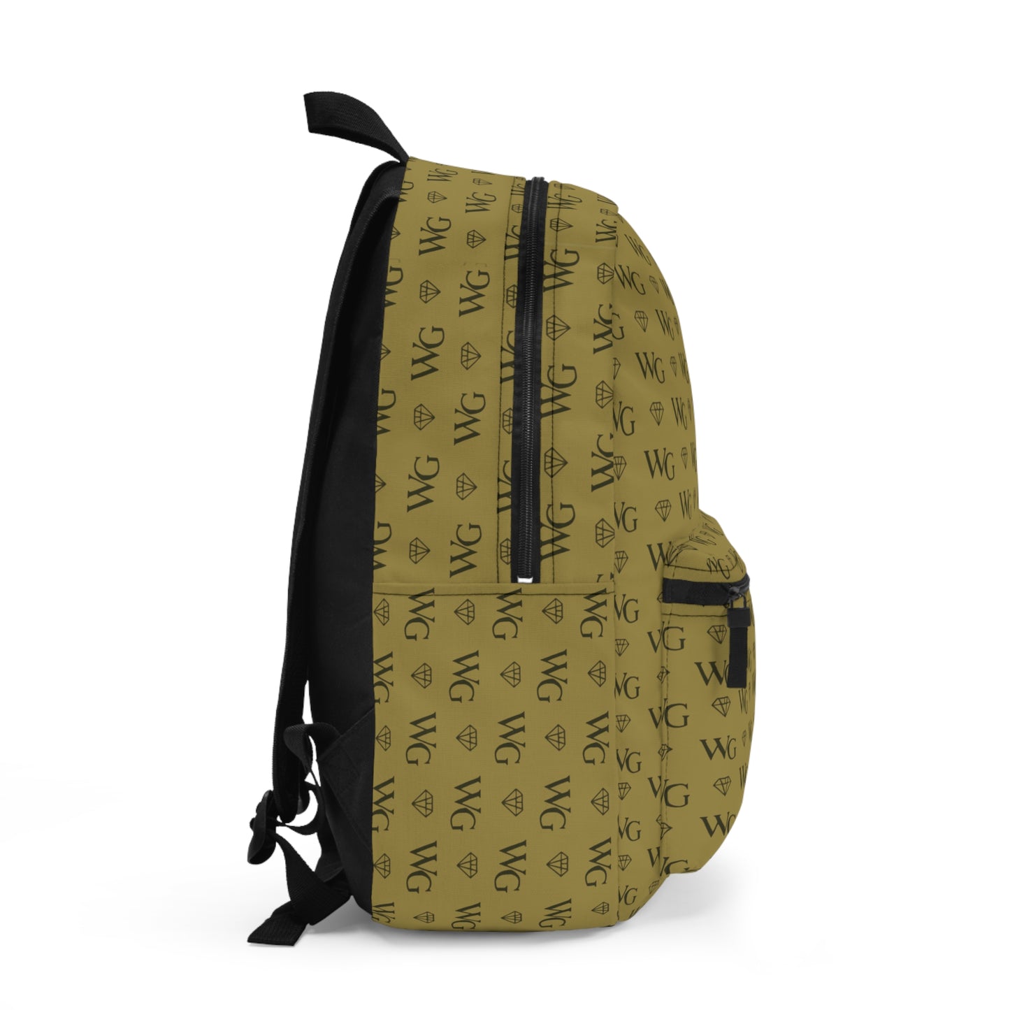 'WG' Luxury Pattern Backpack — Beige Designer-Style School & Travel Bag