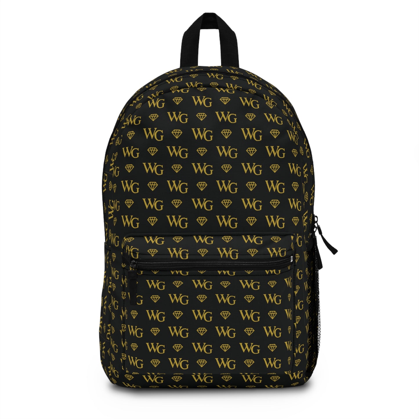 'WG' Luxury Pattern Backpack — Beige Designer-Style School & Travel Bag