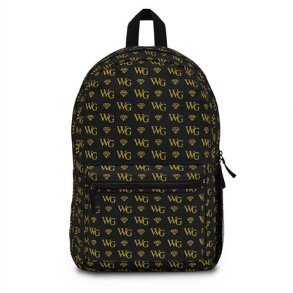 'WG' Luxury Pattern Backpack — Beige Designer-Style School & Travel Bag