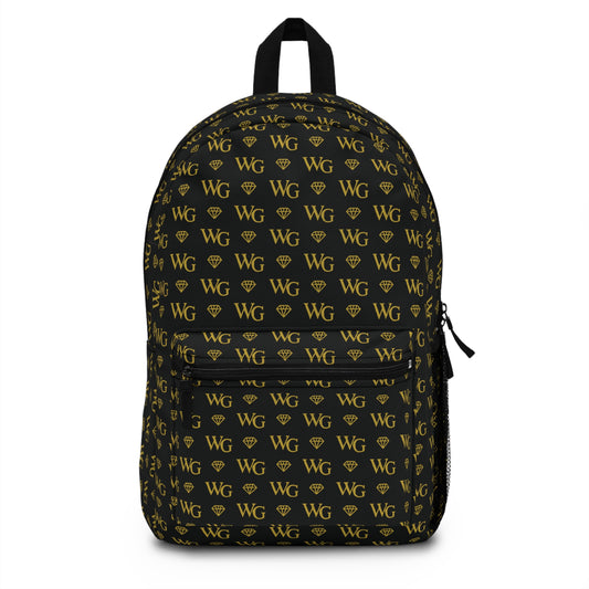 'WG' Luxury Pattern Backpack — Beige Designer-Style School & Travel Bag