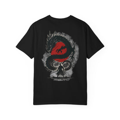 Skull & Dragon T-Shirt — Gothic Red Yin-Yang Graphic Tee