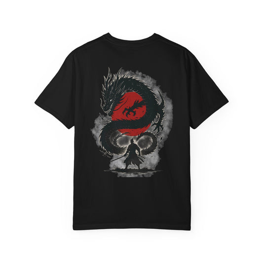 Skull & Dragon T-Shirt — Gothic Red Yin-Yang Graphic Tee